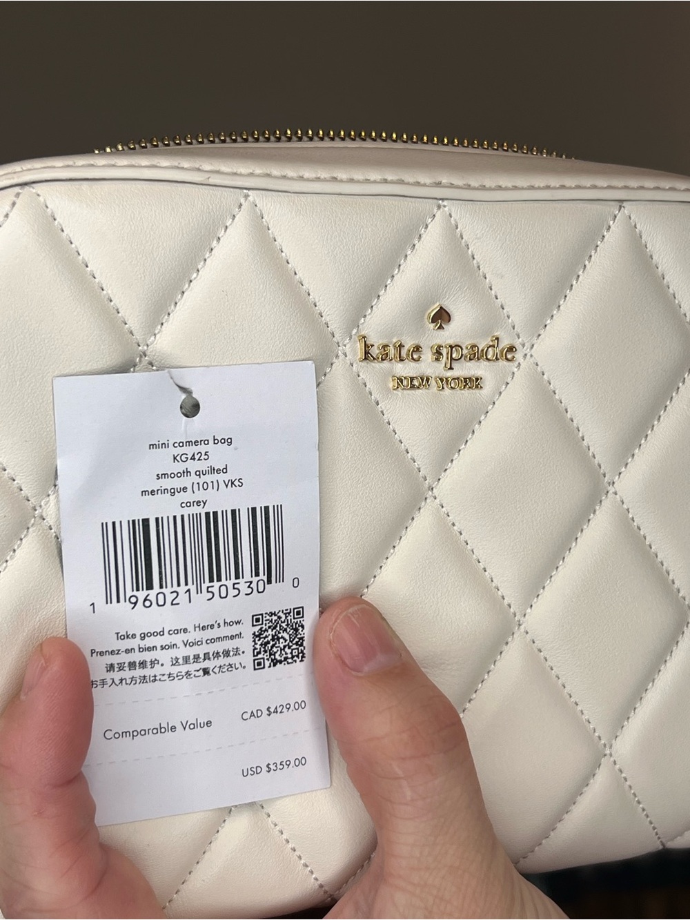 NWOT kate spade Quilted Mini Camera Bag Crossbody - cream - Picture 4 of 5